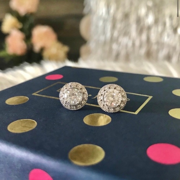 🪞deco interchangeable halo silver earrings - Picture 1 of 6